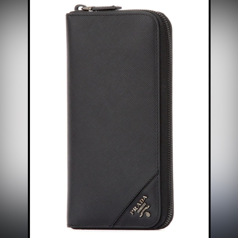 Prada saffiano Black Zip-Around Wallet #105
